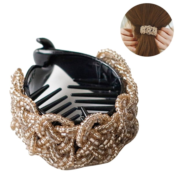 Peine para el cabello con forma de plátano y perla, tocado para mujeres y niñas, con clip giratorio de cola de caballo.