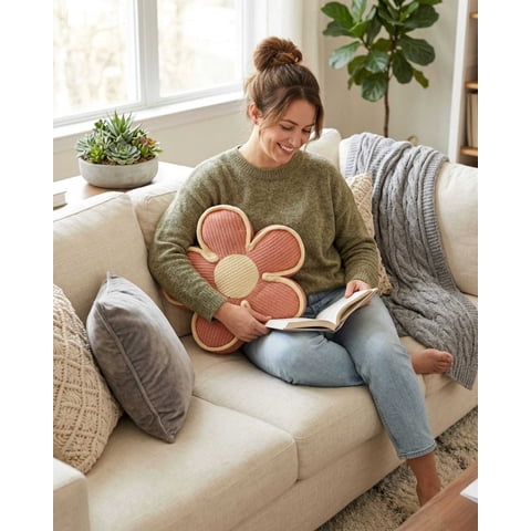 Todo Para El Hogar - Set De 2 Cojines De Flor Extra Suave 50Cm Máximo Confort Y Estilo