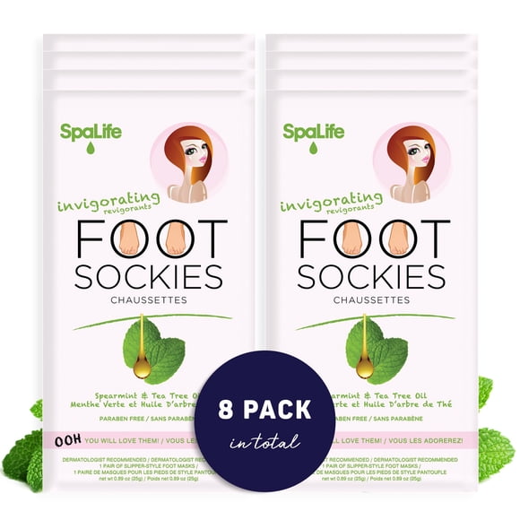 SpaLife Foot Sockies Cuidado Suavizante (8 unidades) Menta verde y árbol de té