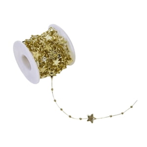 Bothyi - Guirnalda De Cuentas Para Corona De Árbol De Navidad, Decoración De Bricolaje, Fabricación De Joyas, 10,94 Yd, Estrella Dorada