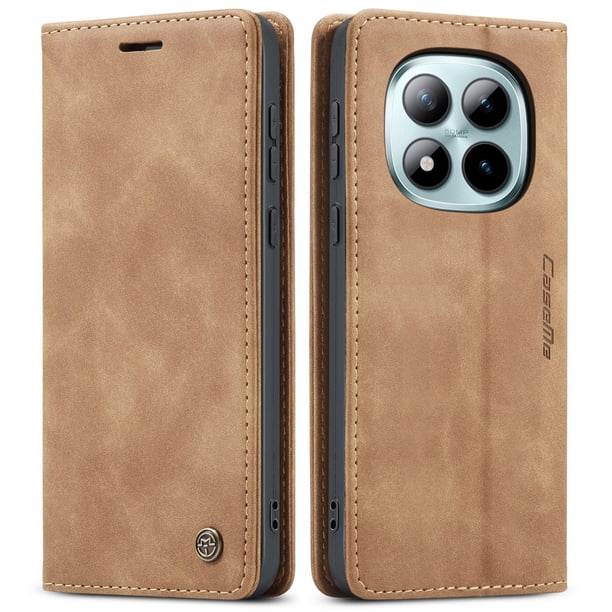 Funda FOXDOCK cartera de cuero retro para FOXDOCK Redmi Note 15 Pro Plus 5G – Resistente a golpes, ranuras para tarjetas – amarilla