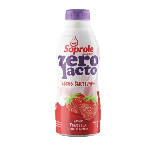 Leche Cultivada Sin Lactosa Frutilla 1 L Soprole