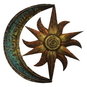 Bothyi - Sun Moon Metal Wall Art Escultura Celestial Lawn Baño 30Cm