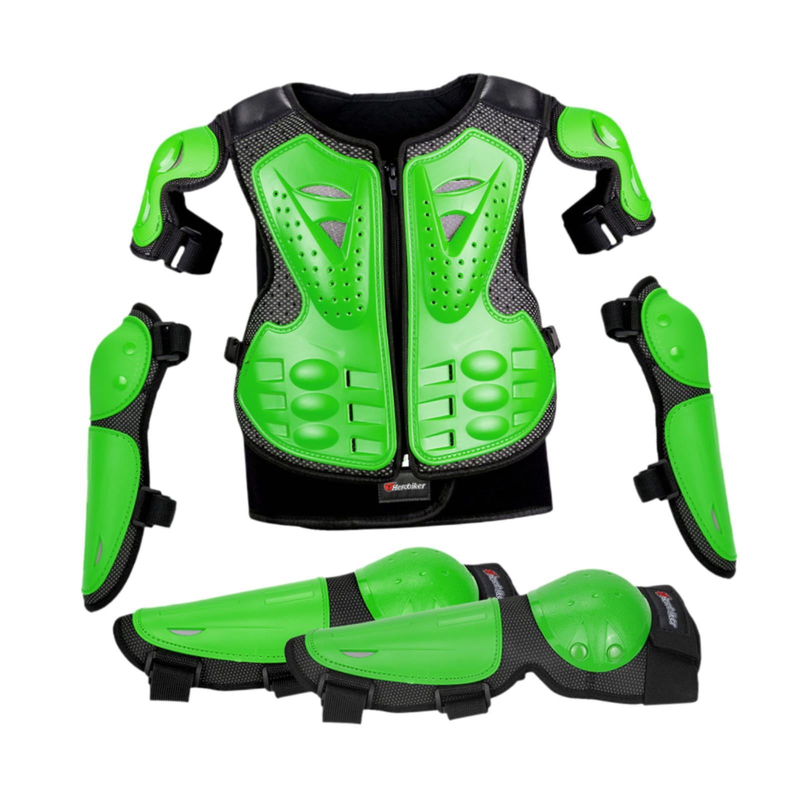 Magideal - Traje De Protección De Motocicleta Para Niños Con Coderas, Rodilleras, Equipo De De Cross, Conjunto De Protección De Conducción Para Deportes Al Verde