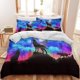 thumbnail image 2 of Moon Wolf Bedding Green Watercolor Forest Wolf Landscape Duvet Cover Sets 3 Pieces Wild Animal Bedding Set, 2 of 5