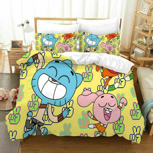 The Amazing World Of Gumball Quilt Duvet Cover Set Bed Linen Kids3-Piece Bedding Set