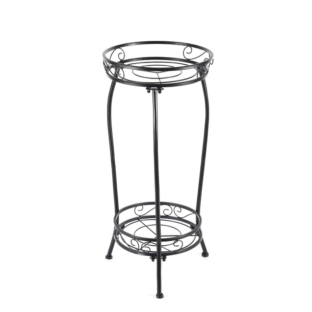 Soporte para plantas Kavlium para interiores y exteriores, 2 niveles, 69 cm, metal negro
