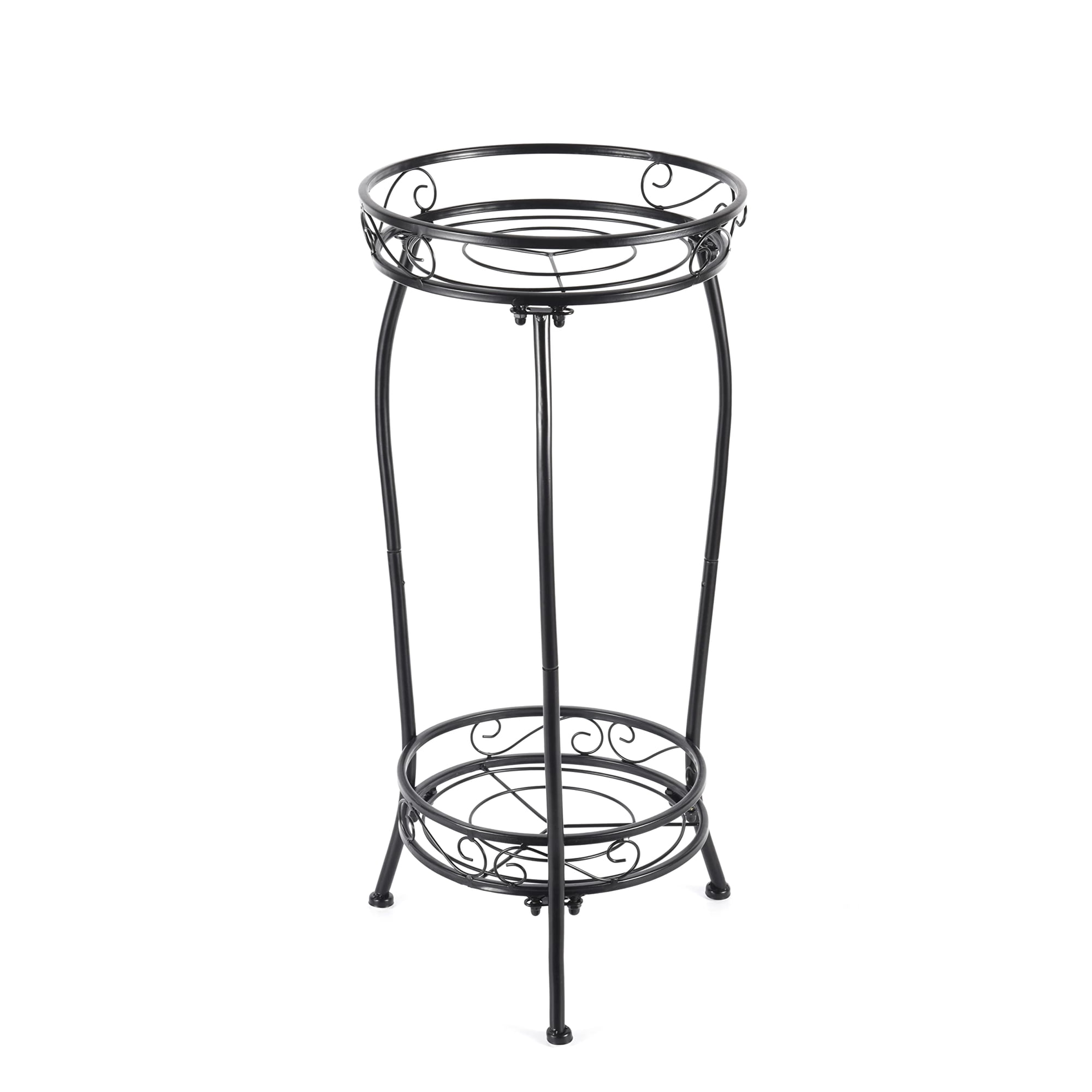 Soporte Para Plantas Kavlium Para Interiores Y Exteriores, 2 Niveles, 69 Cm, Metal Negro