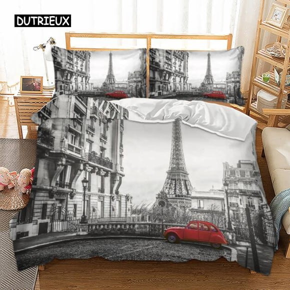 x2004 Bed SheetsParis Tower London City Scenery Big Ben Red Telephone Booth Bus Print Bedding Set Quilt Duvet Cover Pillow Case US AU EU Size 3-Piece Bedding Set (1 Duvet Cover + 2 Pillow Shams) nj200