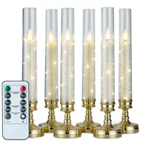Velas Sin Llama Prerish, 6 Unidades, Con Temporizador Y Cadena De Estrellas Doradas