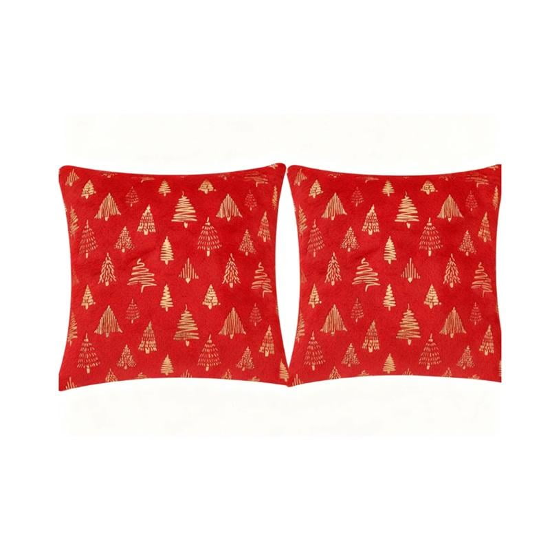 Xusx111 - Árbol De Navidad Rojo Tirar Almohadas Cubiertas 18x18 Pulgadas Set De 2,casos De Cojines Decorativos Suaves,decoración Del Hogar Para Sofá Cama Sala De Estar