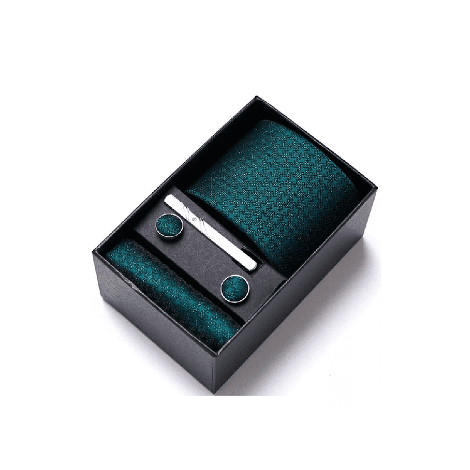 Genérico - Set Corbata Hombres Pañuelo Sujetador Colleras Verde