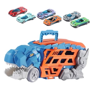 Magideal - Camión Transportador De Dinosaurios, Vehículos De Coche De Dinosaurios, Juego De Habilidades Motoras Finas, Camión Devorador De Dinosaurios, Regalo De Azul Con 6 Coches