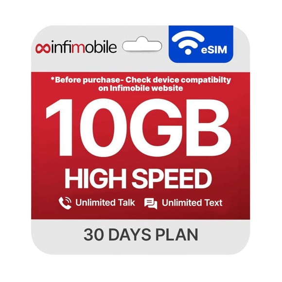 Plan prepago Infimobile de 10 GB por 1 mes con llamadas y mensajes ilimitados