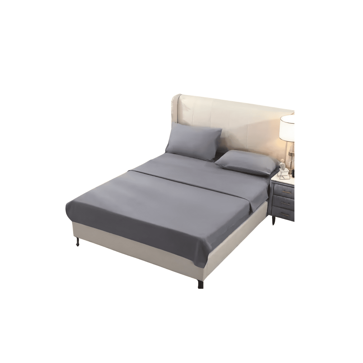 Importclick - Juego Sábanas Algodón Poliéster 200 Hilos + 2 Fundas 2 Pl Gris