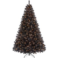 Árbol De Navidad Yaheetech De 2,3 M, Preiluminado Para Halloween, Negro, Con Luces