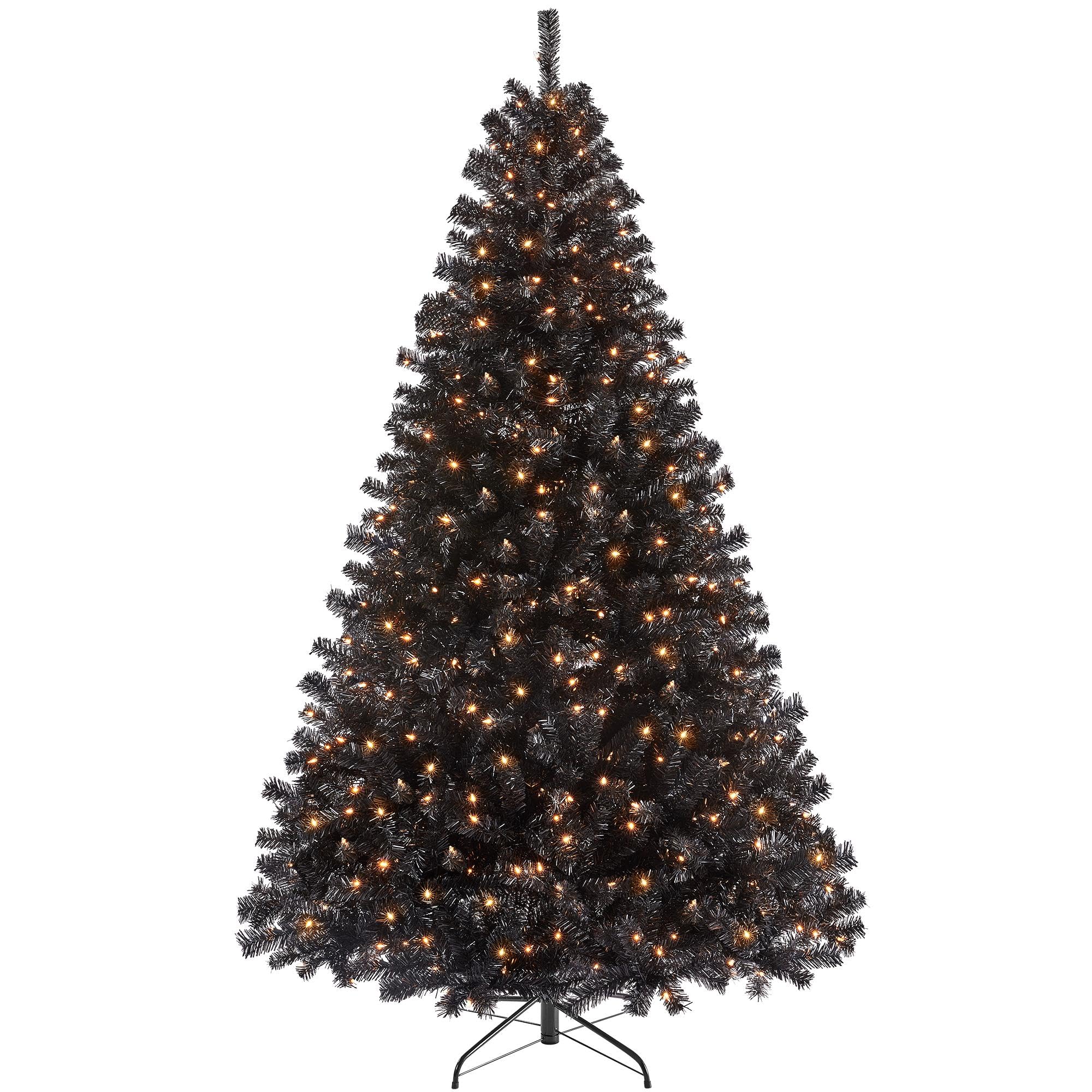 Árbol De Navidad Yaheetech De 2,3 M, Preiluminado Para Halloween, Negro, Con Luces