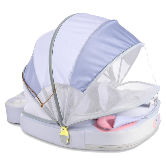 Flotador de Pecho para Bebé con Sombrilla y Reposacabezas No Inflable Mambobaby Azul