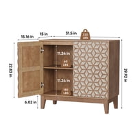 M&Ms - 31.5-Inch Geometric Design Sideboard, A Decorative Cabinet With 2 Doors And Adjustable Shelves, A Wooden Decorative Cabinet With Storage Space, Suitable For Living Room, Kitchen, And Dining Room.