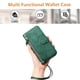 thumbnail image 3 of Funda tipo cartera para REALME C21 con bolsillo con cremallera, tarjetero, soporte, correa para la muñeca y tapa de cuero verde, 3 of 5