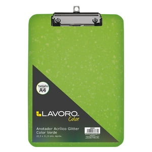 Anotador Acrílico A4 Con Glitter Verde Lavoro