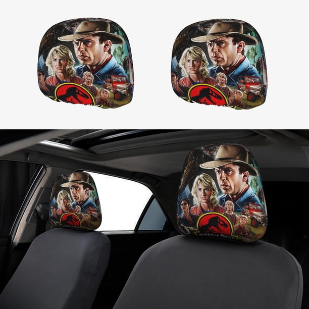 Parque Jurásico Funda Protectora Universal para Reposacabezas de Coche, Funda Elástica para Reposacabezas de Asiento de Auto, Funda de Tela Antipolvo, Accesorios de Interior 2 Piezas