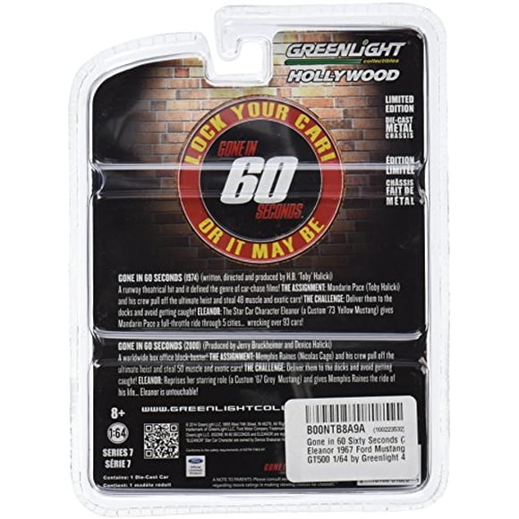 Greenlight Gone in 60 Sesenta Segundos 1967 Ford Mustang Shelby GT500 Escala 1/64