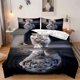 thumbnail image 1 of 3pcss Tabby White Cat Themed Bedding 3pcs Set Duvet Cover Pillowcase Set Soft, 1 of 5