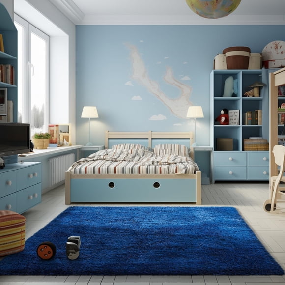 Alfombra Ophanie Blue de 4 x 6 pies para dormitorio, guardería, sala de estar