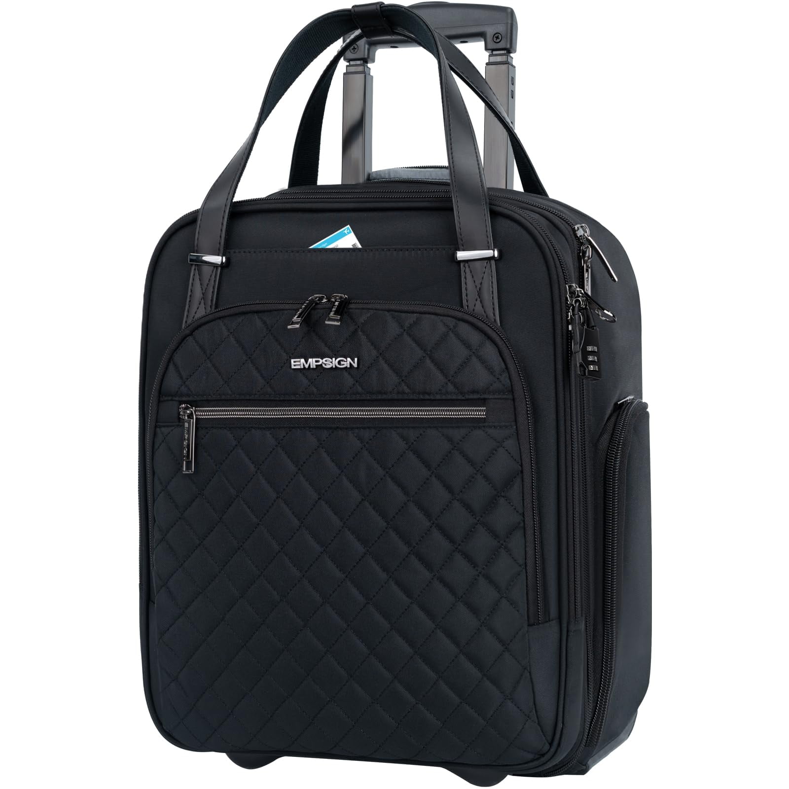 Bolsa De Mano Con Ruedas Empsign Para Debajo Del Asiento, 16 Pulgadas, Ligera, Negra