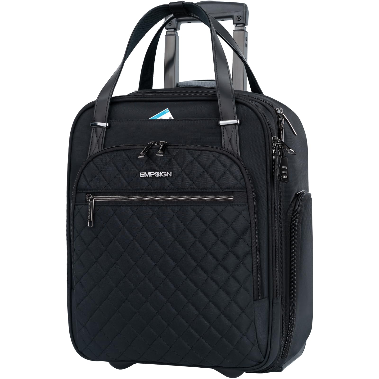 Bolsa De Mano Con Ruedas Empsign Para Debajo Del Asiento, 16 Pulgadas, Ligera, Negra