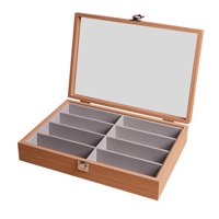 Ioensy - Vitrina Para Gafas Con 8 Ranuras Para Guardar Joyas Y Gafas, Con Tapa, Color Palisandro