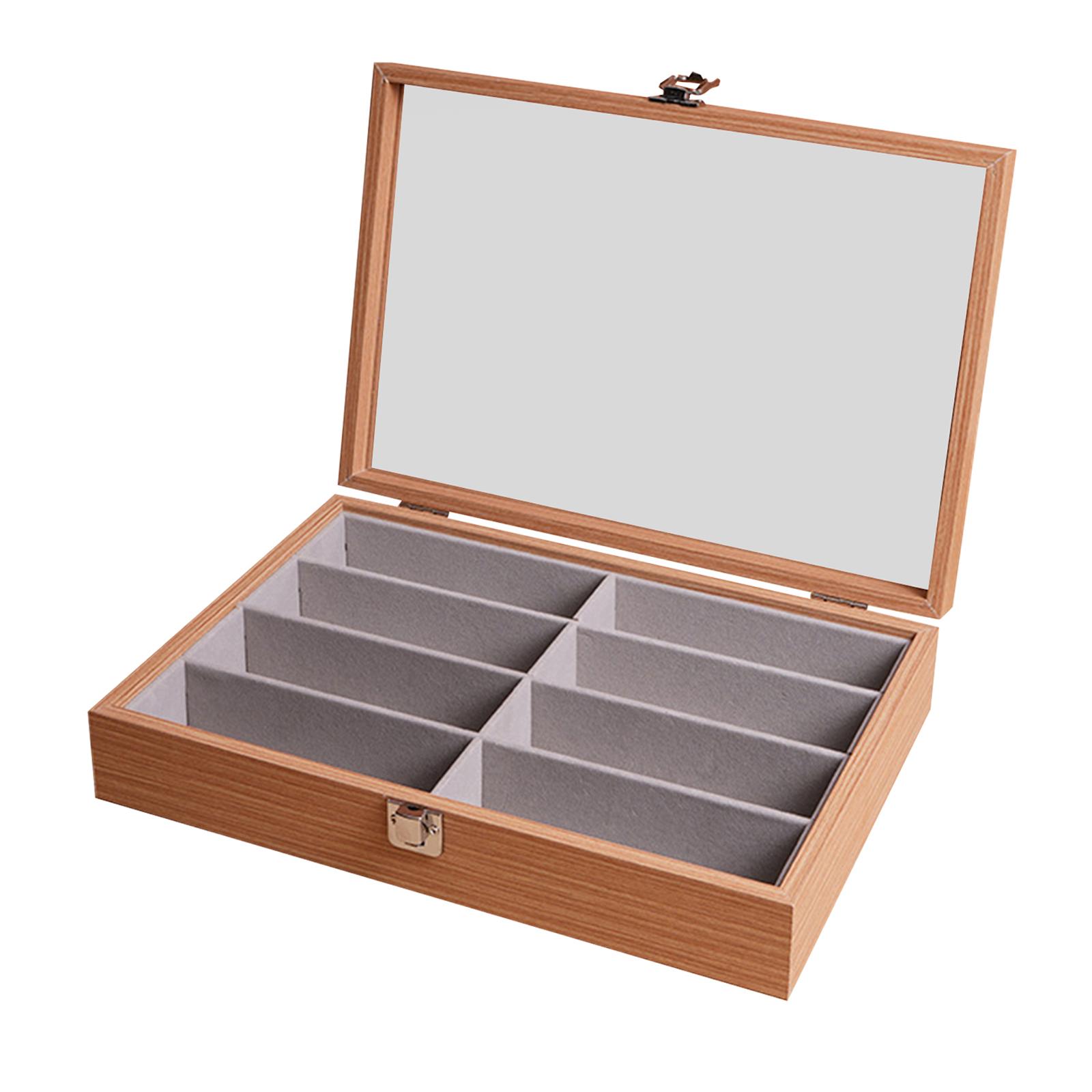 Ioensy - Vitrina Para Gafas Con 8 Ranuras Para Guardar Joyas Y Gafas, Con Tapa, Color Palisandro