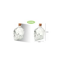 Genérico - Botella De Vidrio Forma De Calavera 400Ml Tapa De Corcho