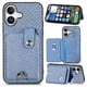thumbnail image 1 of Funda Billetera Tejida para iPhone 16 con Soporte y Tarjetero Azul, 1 of 4