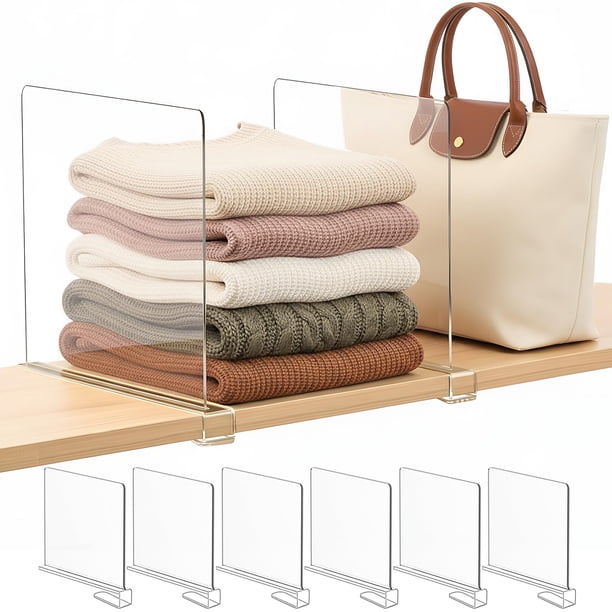 Separadores de repisa y organizador para bolsas SortNStore de acrílico, 28 cm, paquete de 6