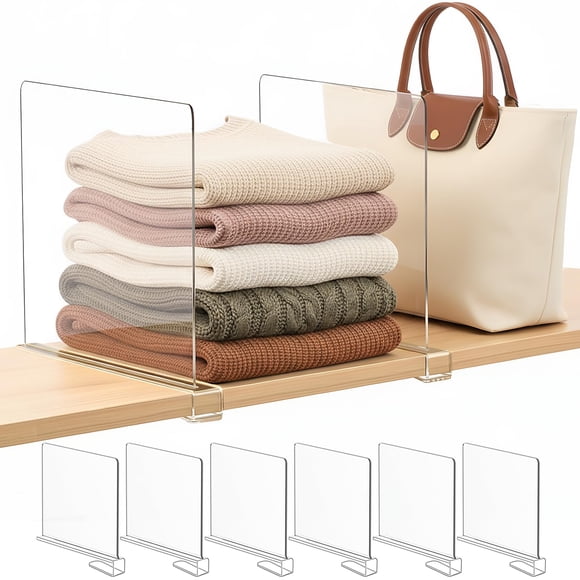 Separadores de repisa y organizador para bolsas SortNStore de acrílico, 28 cm, paquete de 6