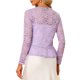 thumbnail image 3 of Bolero de Encaje Floral para Mujer de INSPIRE CHIC con Dobladillo con Volantes, Lazo al Frente, Cárdigan Corto Ligero para Verano, Cobertura Ligera Púrpura XL, 3 of 6