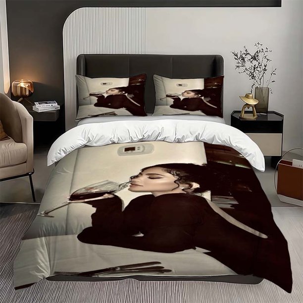 3pcs Elegant Wine Tasting Fashion Moment Pattern Set Soft and Comfortable Bedding Set Suitable for All Seasons