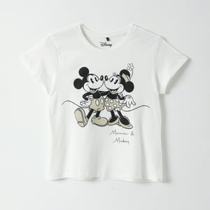 Polera Manga Corta Mujer Minnie Y Mickey Blanco Disney