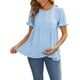thumbnail image 1 of INSPIRE CHIC Camisetas de Maternidad Casual de Mujer con Cuello Redondo, Mangas con Volantes, Botones, Babydoll, Ajuste Suelto, Peplum, Talla S Azul, 1 of 6