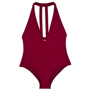 Samia - Traje De Baño Escotado Burdeo S