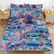 thumbnail image 2 of 3 Pieces Anime Stitch Bedding Comforter Set Full with 2 Pillowcases for Kids Teens Girls Women Microfiber Easy Wash Light Breathable Cozy White Base Bed Sheets, 2 of 5