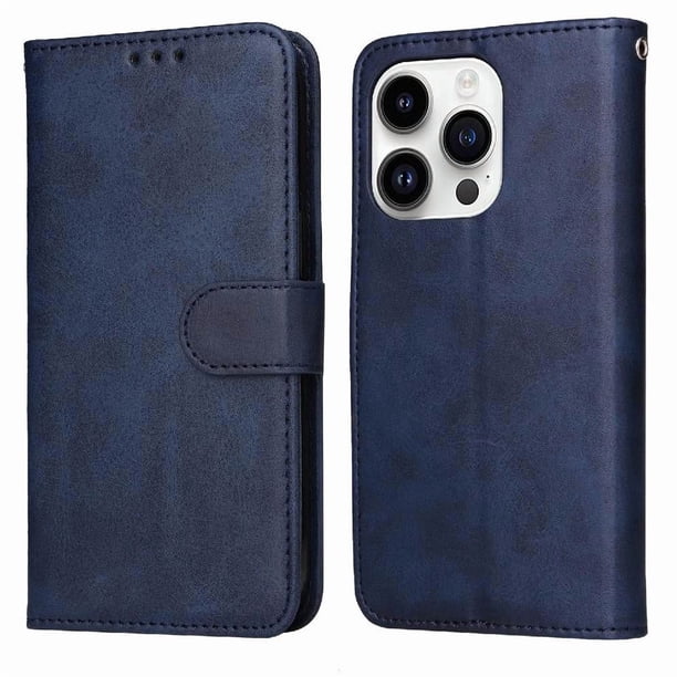 Funda Billetera para iPhone 15 Pro Max con Porta Tarjetas y Soporte Ajustable Azul