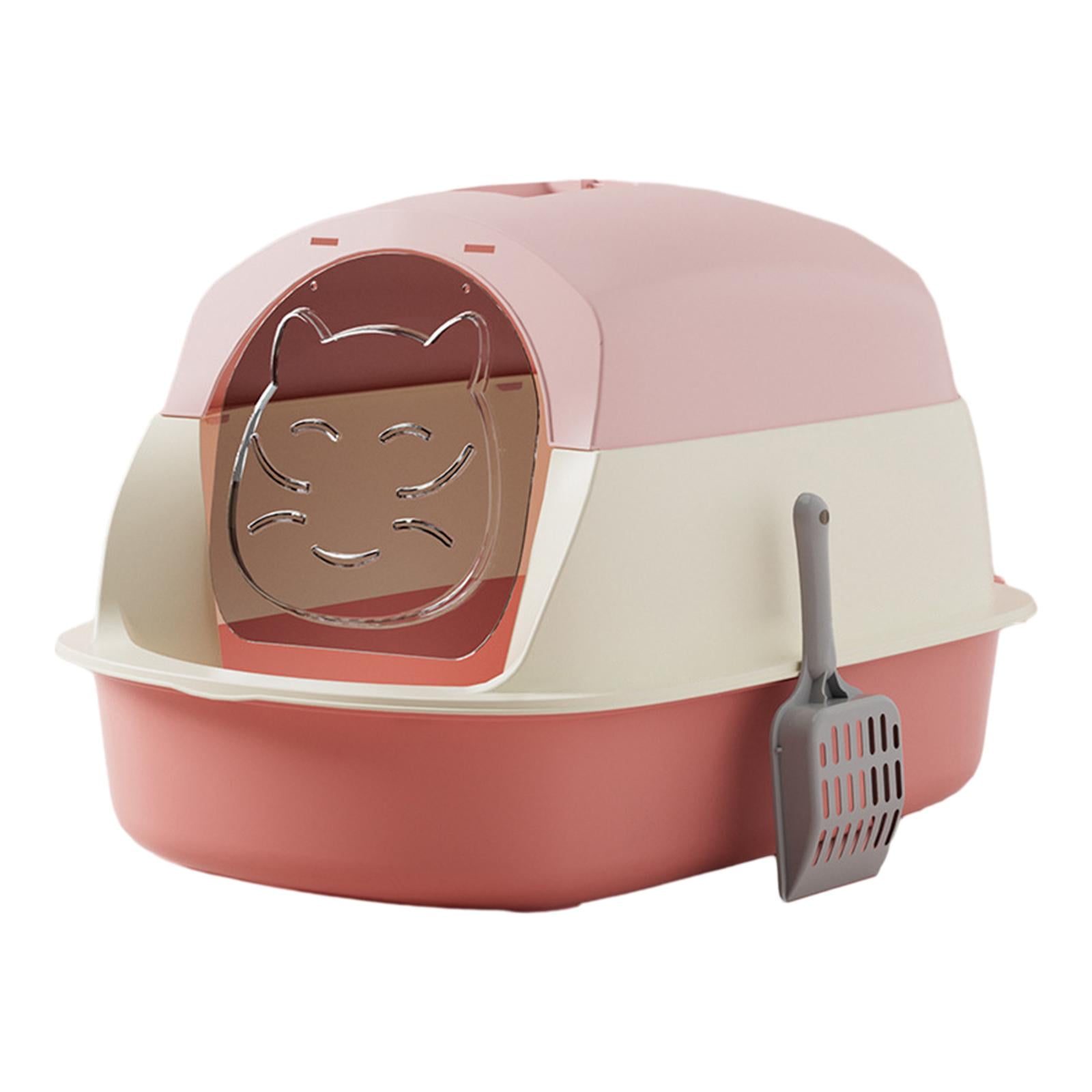 Magideal - Cajas De Arena Para Gatos Con Capucha, Cajas De Arena Para Gatos Grandes, Caja De Arena Para Gatos Grande, Puerta Móvil De Dos Direcciones, Caja De Ar Rosa