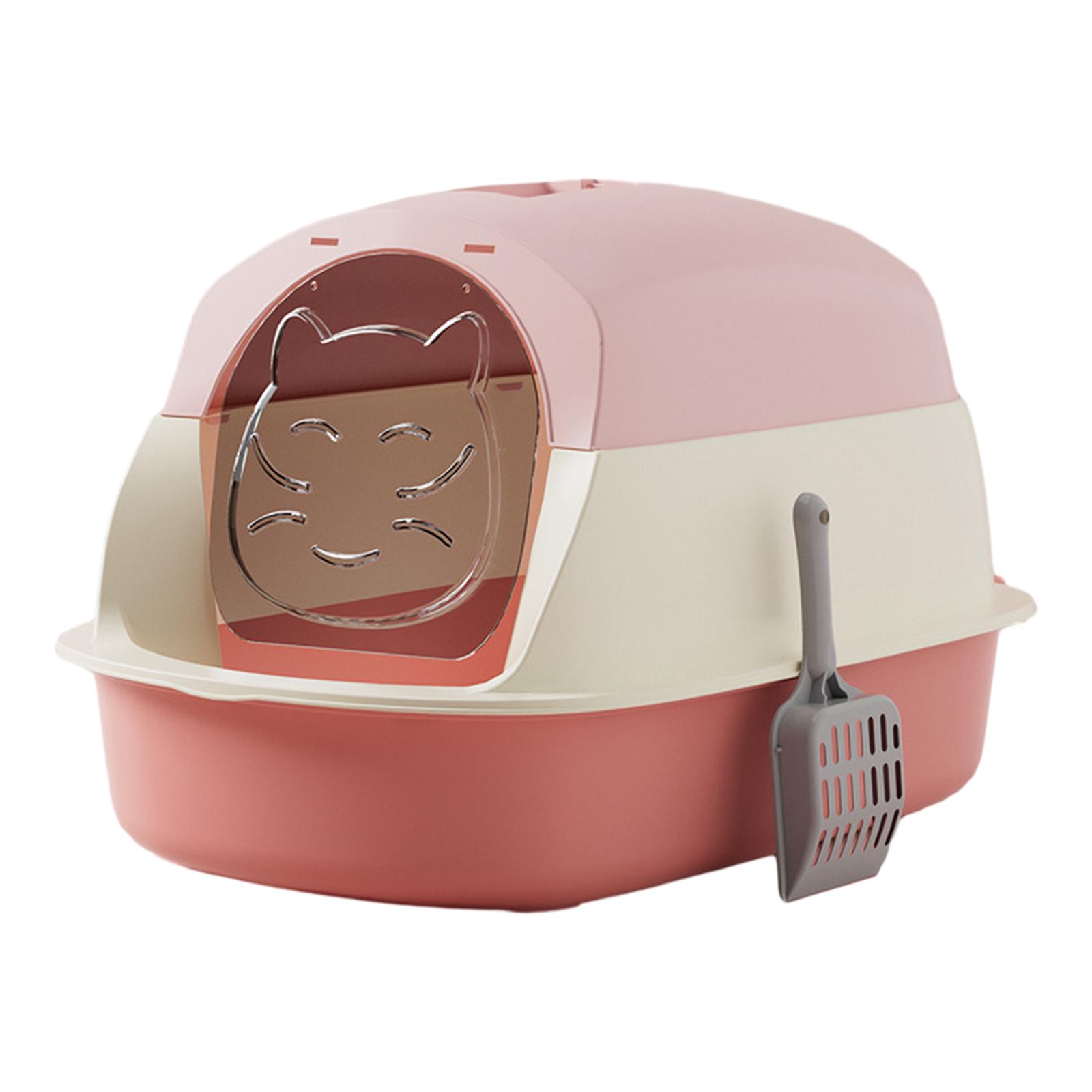Magideal - Cajas De Arena Para Gatos Con Capucha, Cajas De Arena Para Gatos Grandes, Caja De Arena Para Gatos Grande, Puerta Móvil De Dos Direcciones, Caja De Ar Rosa