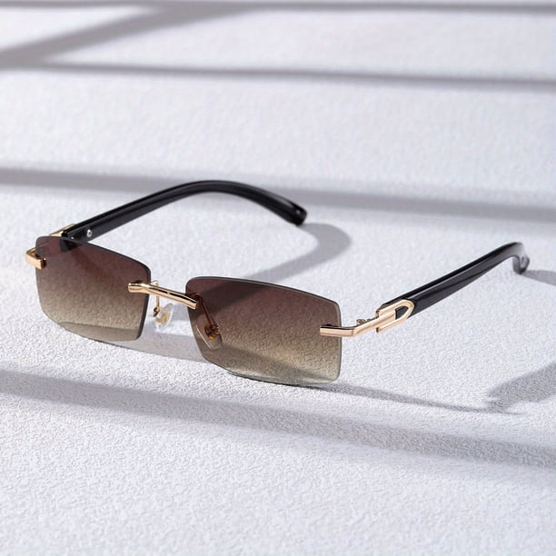 Gradient Rimless Sunglasses for Men and Women - UV400 Sun Shades for Summer Beach Vacations and Travel
