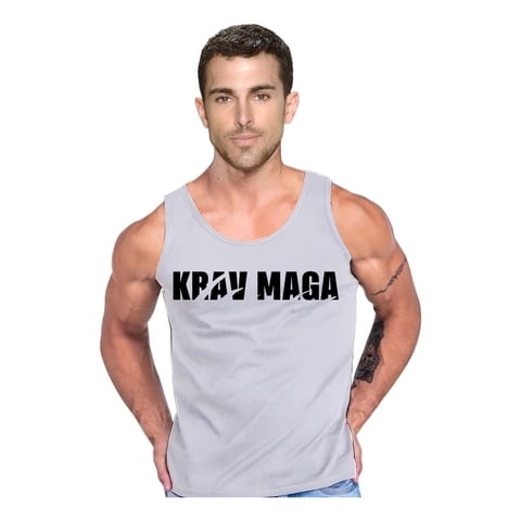 Persodesign - Polera Diseño Krav Maga Musculosa Tank Tactical Combat Talla L Gris Hombre