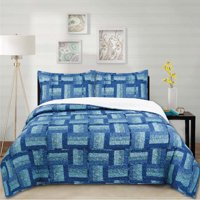 Chantilly - Cubrecama Ruffle Sherpa Patch Azul 2P