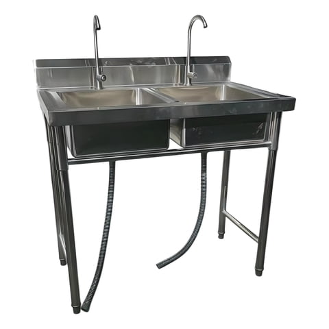 Prochef - Lavafondos Doble Acero Inox. 100X60X90 Cm. Con Grifería